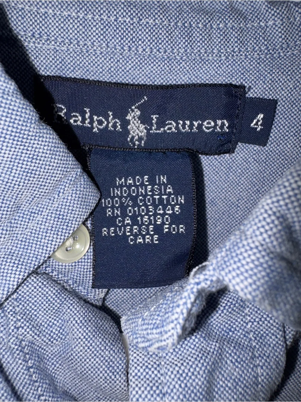 Ralph Lauren oxford cloth shirt boy's sz 4 EUC LN